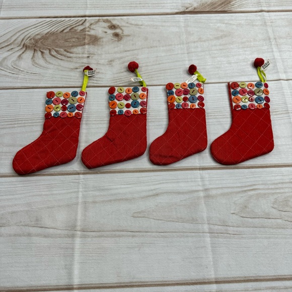 Crate&Barrel Other - Crate&Barrel red stockings with buttons - mini - set of 4